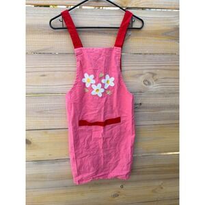 Exceed Pink Daisy Floral Applique handmade apron Red Straps